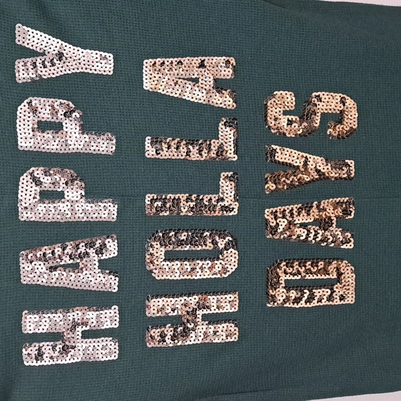 VS Pink Green w/ Silver bling Onesie "HAPPY HOLLA DAYS" Sz Sm - Picture 4 of 7